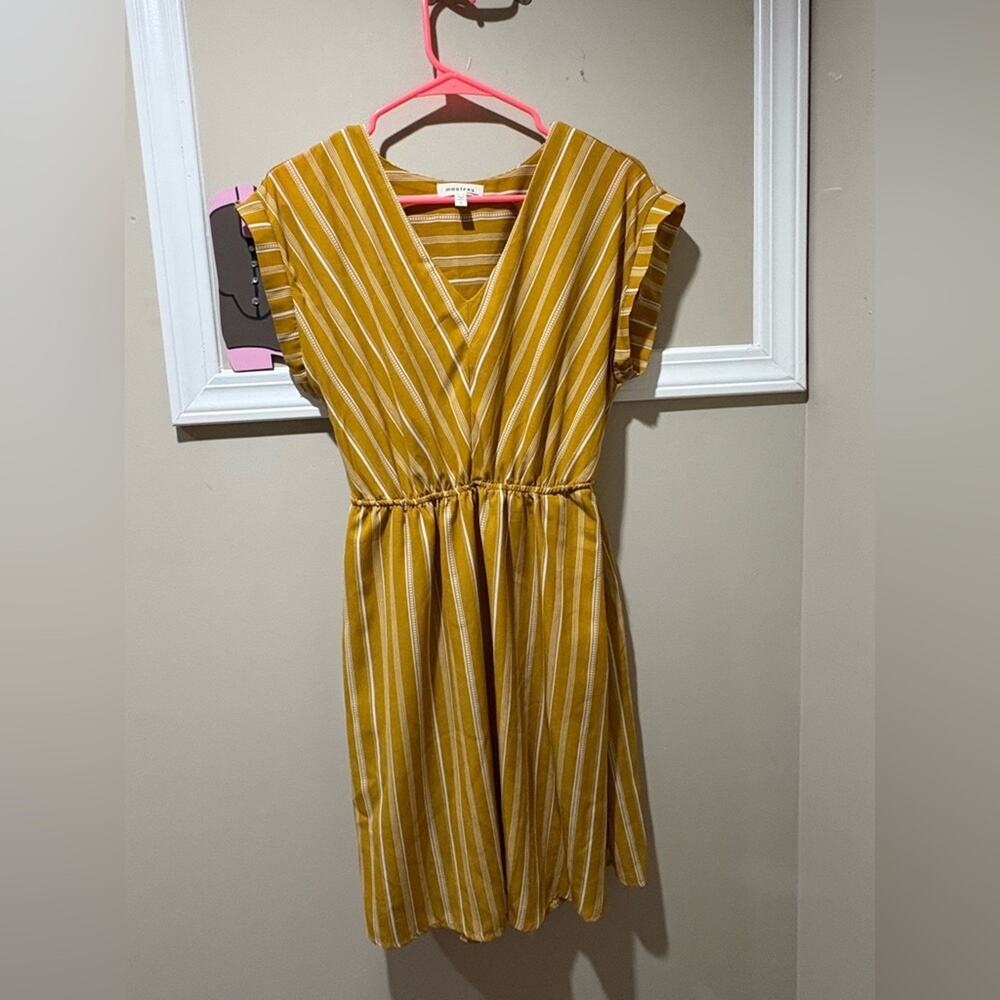 Monteau‎ Mustard and White Striped Mini Dress